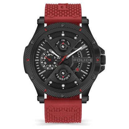 Police Quartz Multifunction Black Dial Silicone Strap Watch for Men