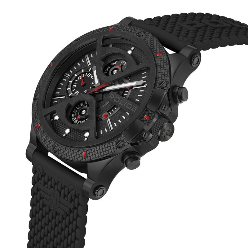Police Quartz Multifunction Black Dial Silicone Strap Watch for Men NTPLPEWJQ2110551