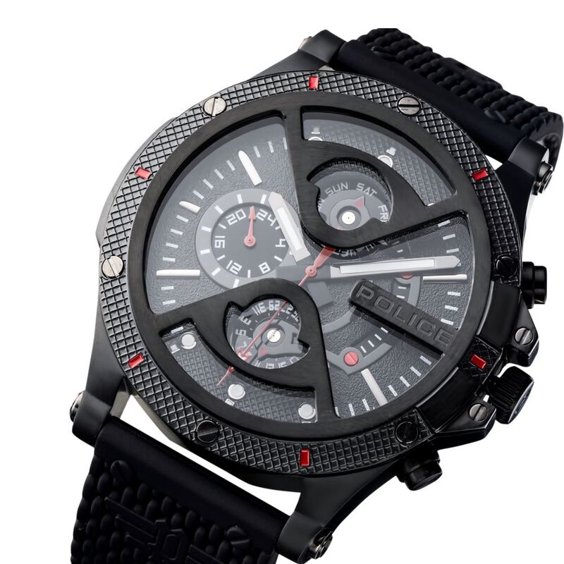 Police Quartz Multifunction Black Dial Silicone Strap Watch for Men NEPLPEWJQ2110551