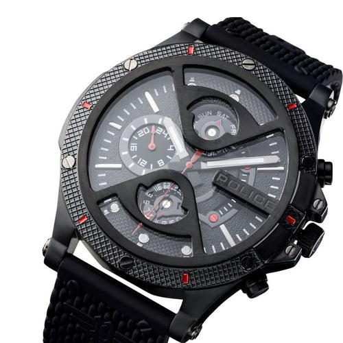 Police Quartz Multifunction Black Dial Silicone Strap Watch for Men NTPLPEWJQ2110551