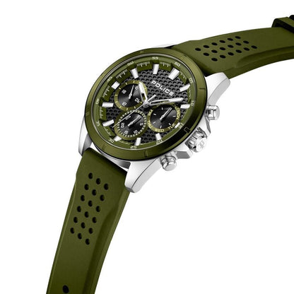 Police Quartz Multifunction Black Dial Green Colour Silicone Strap Watch For Men