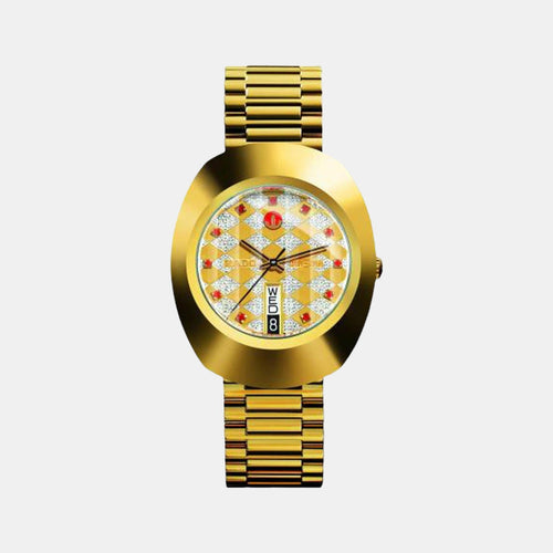 Diastar Men Quartz Gold Dial Analog Stainless Steel Watch R12413193