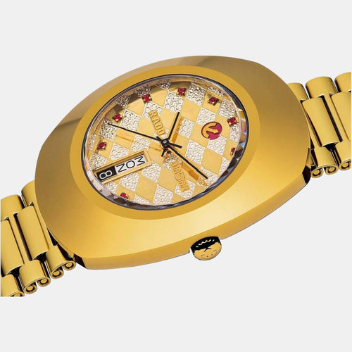 Diastar Men Quartz Gold Dial Analog Stainless Steel Watch R12413193