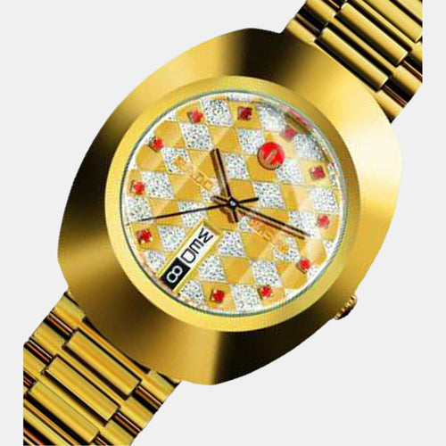 Diastar Men Quartz Gold Dial Analog Stainless Steel Watch R12413193