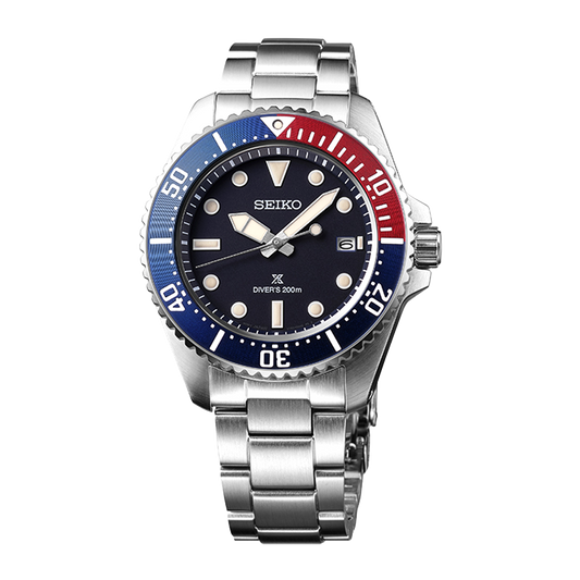 Seiko Prospex Solar Diver's in Blue-Red-Blue - SNE595P1