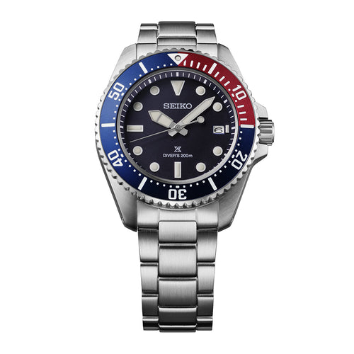Seiko Prospex Solar Diver's in Blue-Red-Blue - SNE595P1