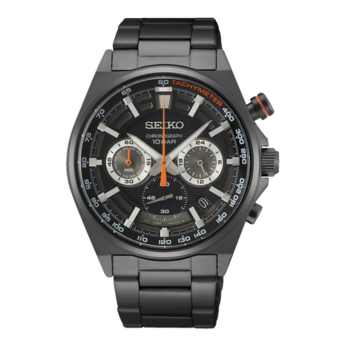 Seiko Dress Men Quartz Black Dial Chronograph Stainless Steel Watch - SSB399P1