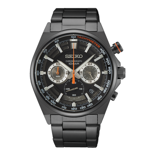 Men's Quartz Chronograph Watch with Black Bracelet - SSB399P1