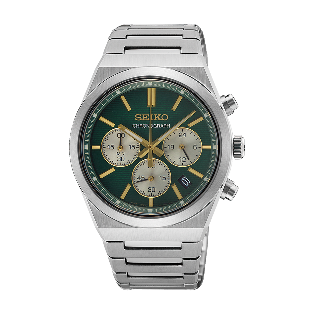 Men's Quartz Chronograph Watch with Green Dial - SSB461P1