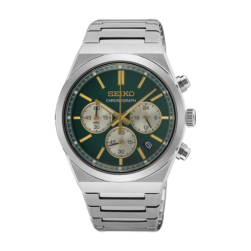 Men's Quartz Chronograph Watch with Green Dial - SSB461P1