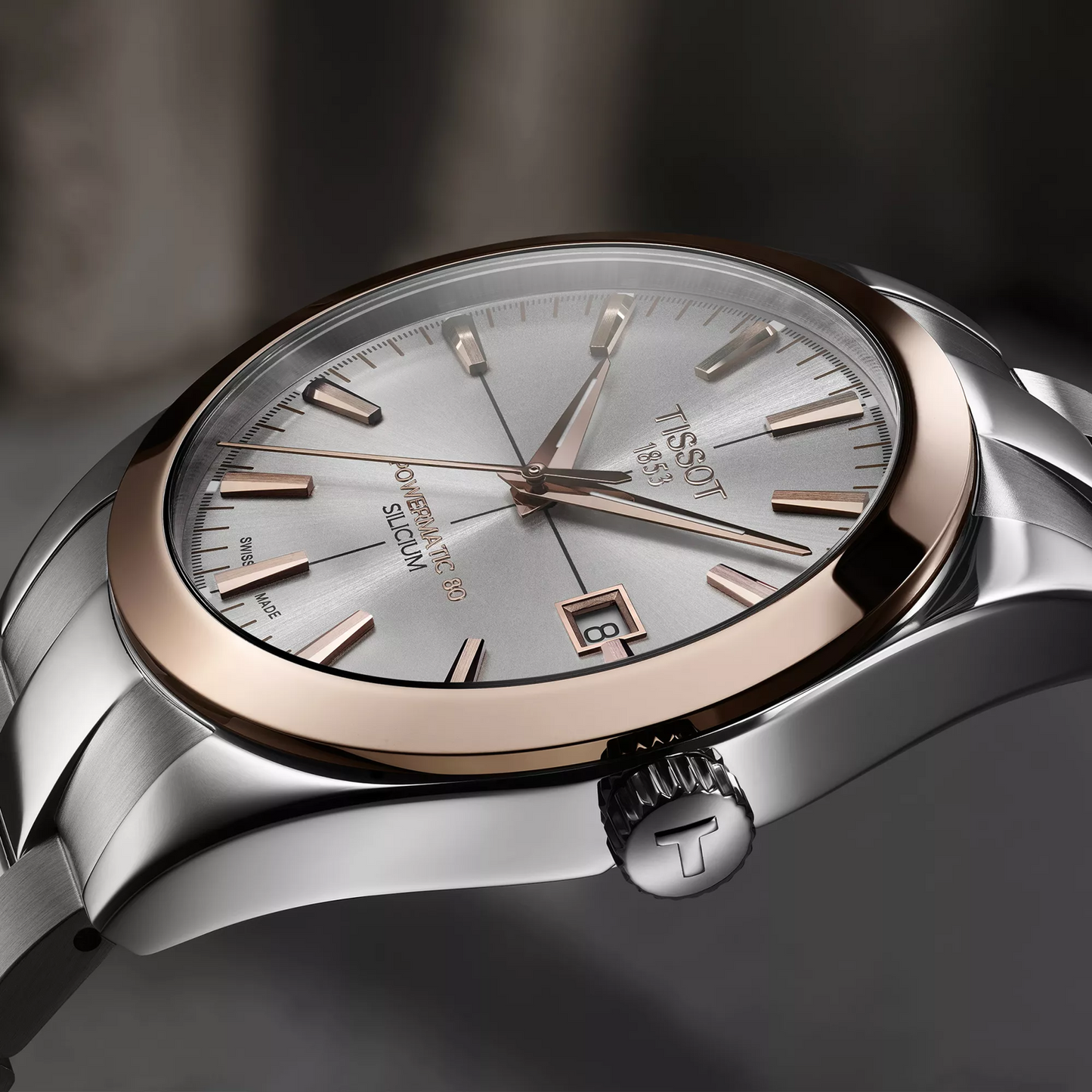 Tissot Gentleman Powermatic 80 Silicium Solid 18K Gold bezel T9274074103100