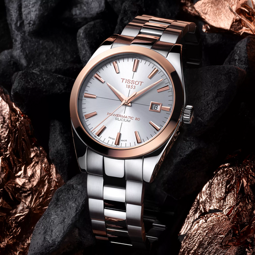 Tissot Gentleman Powermatic 80 Silicium Solid 18K Gold bezel T9274074103100