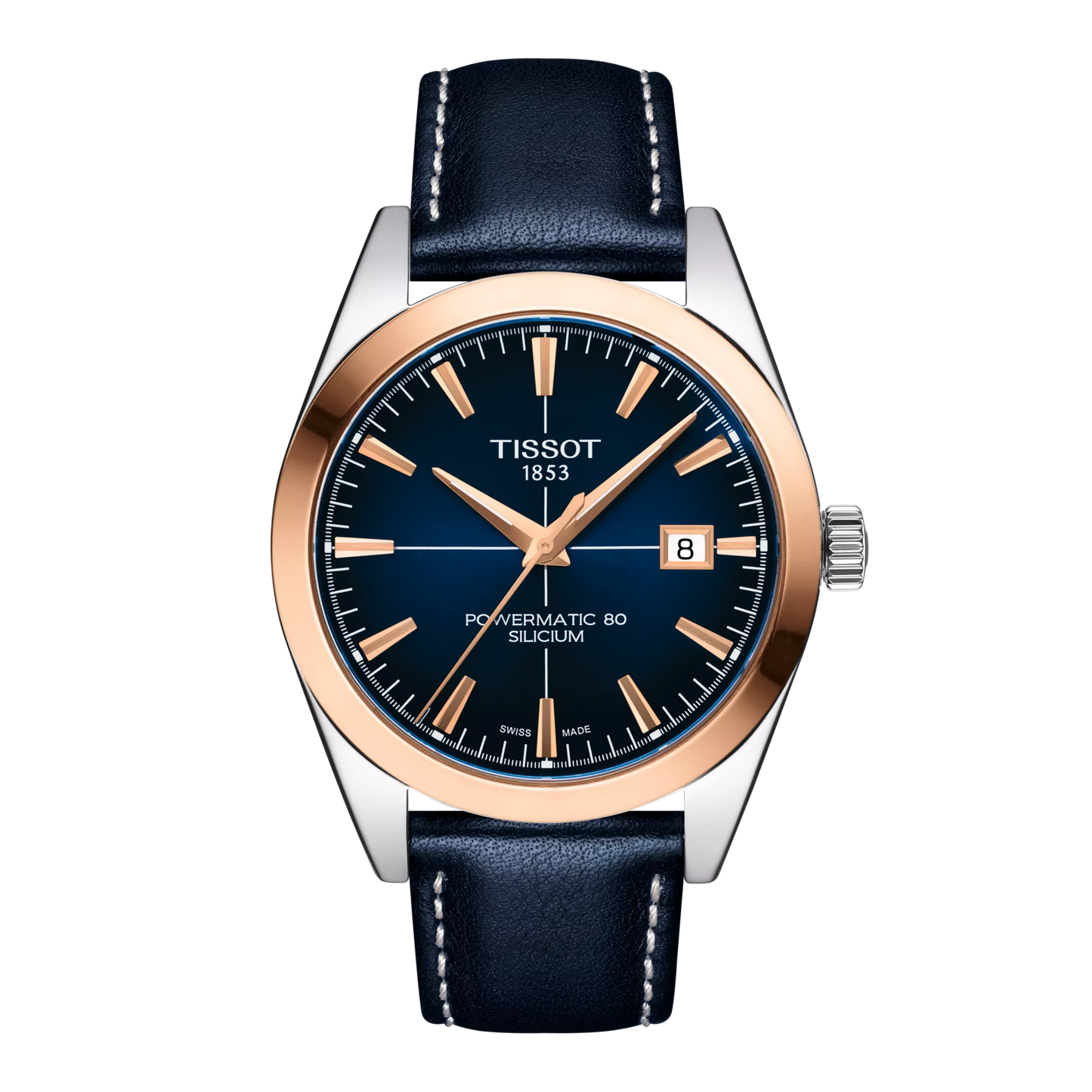 Tissot Gentleman Powermatic 80 Silicium Solid 18K Gold bezel T9274074604100