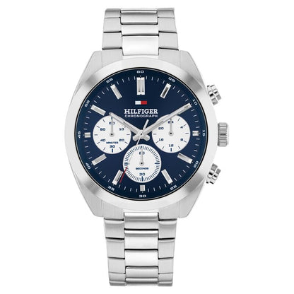 Tommy Hilfiger Quartz Chronograph Blue Dial Silver Stainless Steel Strap Watch For Men