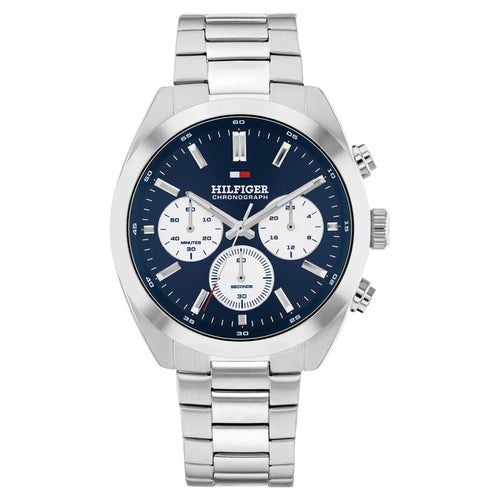 Tommy Hilfiger Quartz Chronograph Blue Dial Silver Stainless Steel Strap Watch For Men