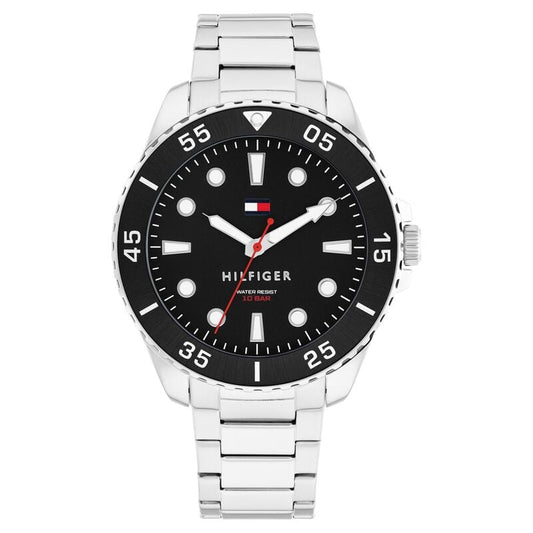 Tommy Hilfiger Quartz Analog Black Dial Silver Stainless Steel Strap Watch For Men