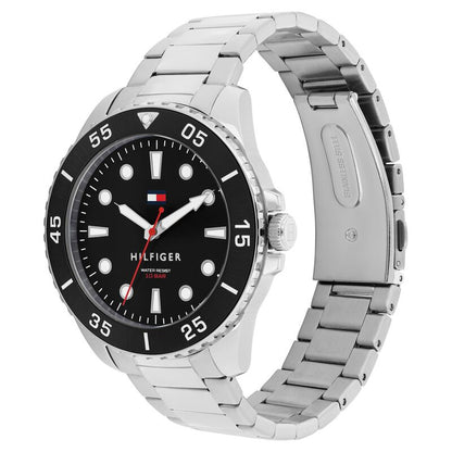 Tommy Hilfiger Quartz Analog Black Dial Silver Stainless Steel Strap Watch For Men