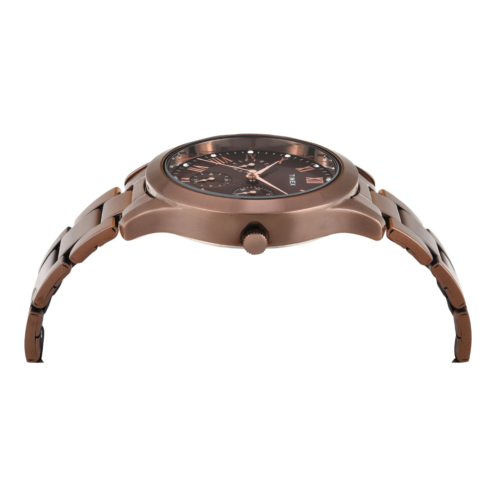 Timex Women Brown Round Multifunction Dial Watch- TW000Q820