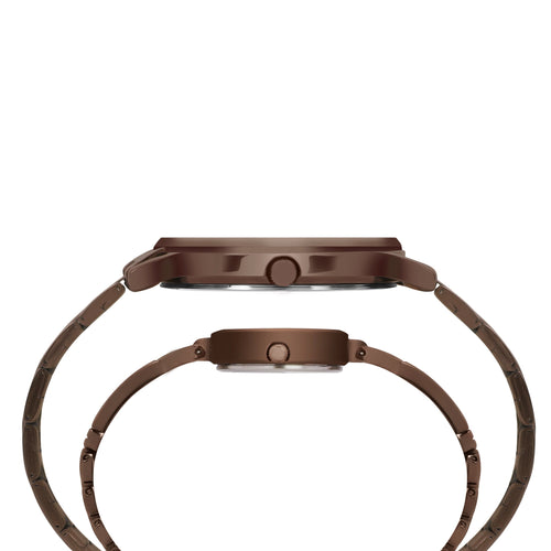 Timex Classics Pairs Rose Gold Dial Round Case Day Date/3 Hands Function Watch -TW00PR265