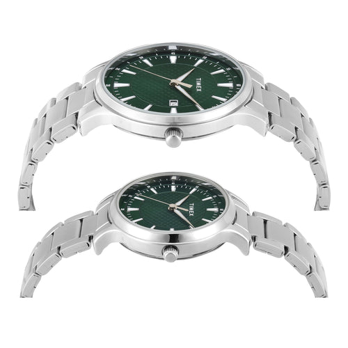 Timex Pair Green Round Dial Analog Watch - TW00PR321