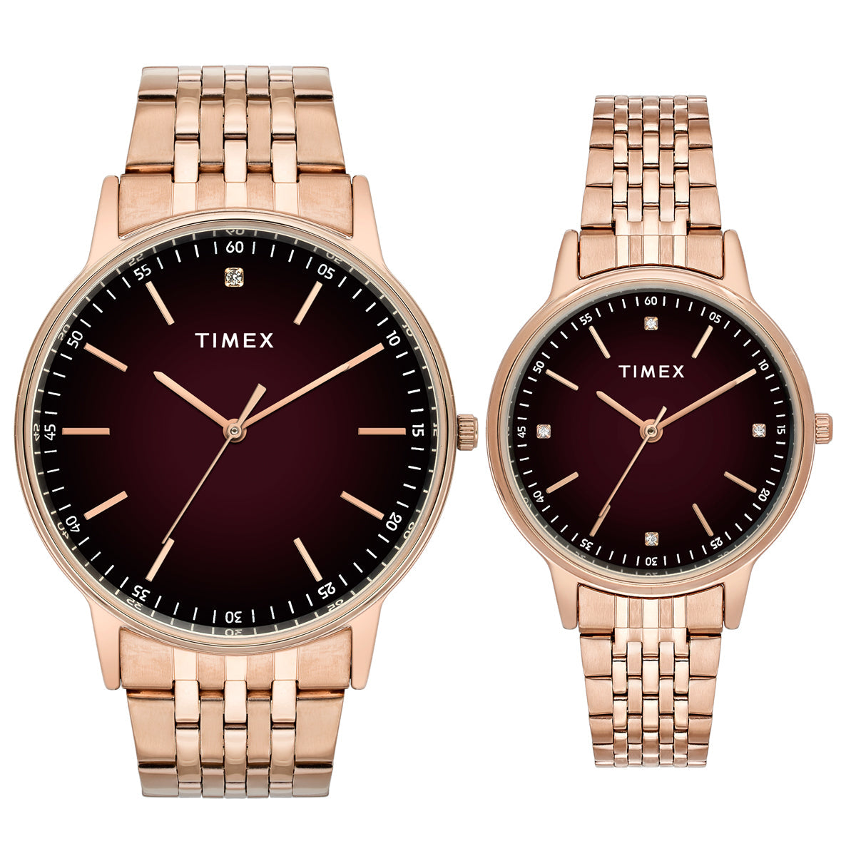 TIMEX Round Brown Dial Analog Pair's Watch - TW00PR328