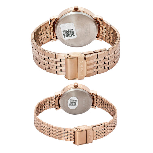 TIMEX Round Brown Dial Analog Pair's Watch - TW00PR328