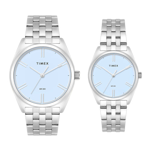 Timex Round 42mm Blue Dial Analog Pair Watch - TW00PR360