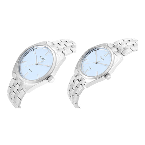 Timex Round 42mm Blue Dial Analog Pair Watch - TW00PR360