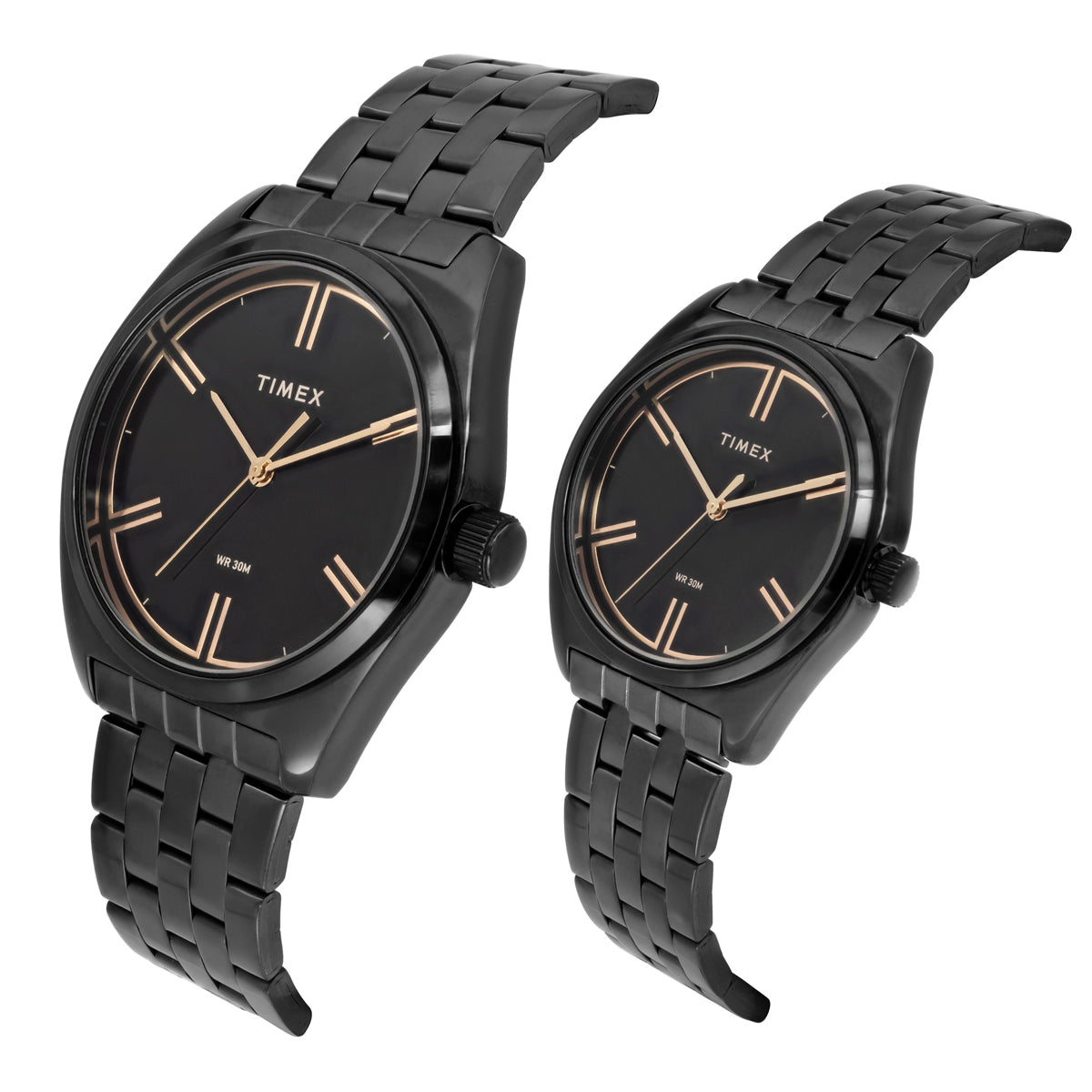 Timex Round 42mm Black Dial Analog Pair Watch - TW00PR361
