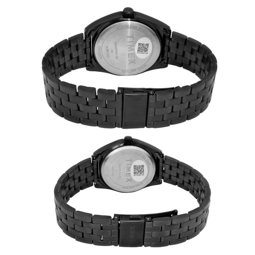Timex Round 42mm Black Dial Analog Pair Watch - TW00PR361
