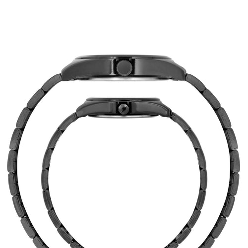 Timex Round 42mm Black Dial Analog Pair Watch - TW00PR361