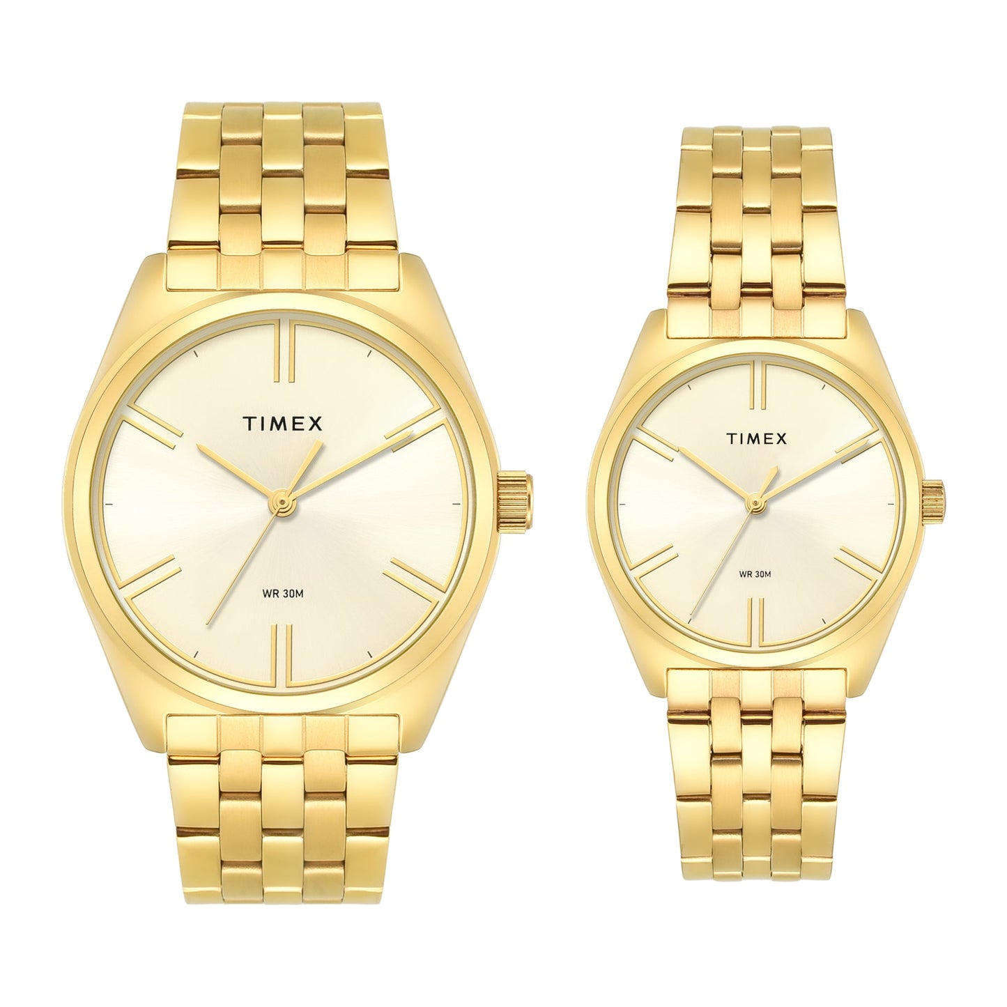 Timex Round 42mm Champagne Dial Analog Pair Watch - TW00PR362