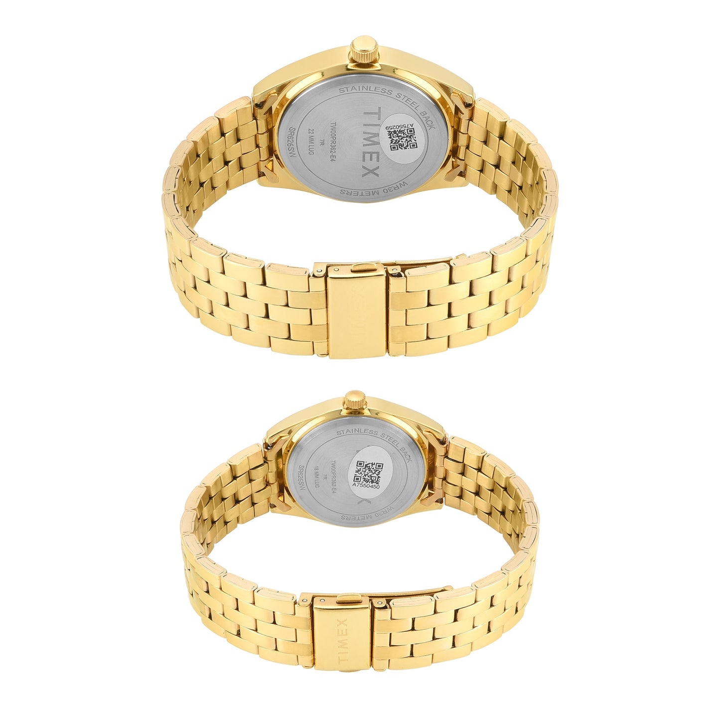 Timex Round 42mm Champagne Dial Analog Pair Watch - TW00PR362