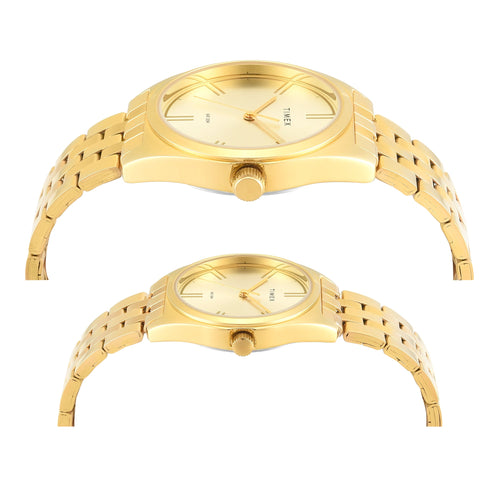 Timex Round 42mm Champagne Dial Analog Pair Watch - TW00PR362