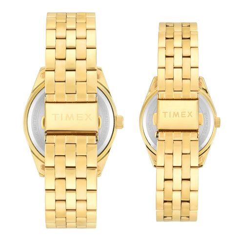 Timex Round 42mm Champagne Dial Analog Pair Watch - TW00PR362