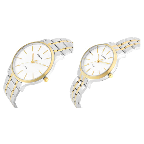 Timex Round 42mm White Dial Analog Pair Watch - TW00PR363