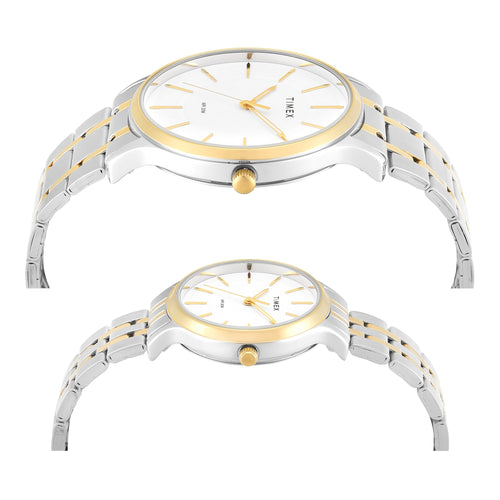 Timex Round 42mm White Dial Analog Pair Watch - TW00PR363