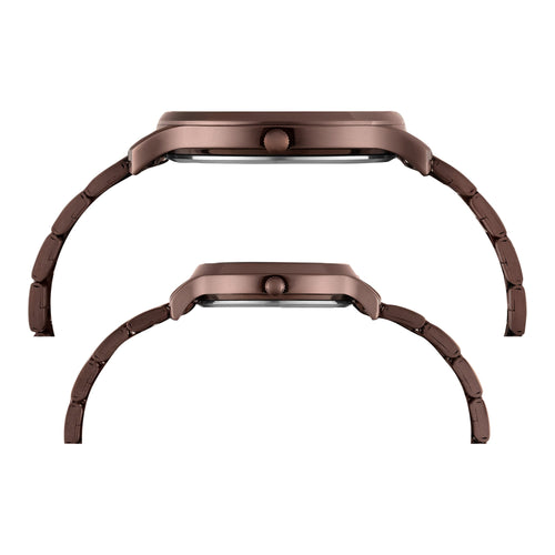 Timex Round 42mm Brown Dial Analog Pair Watch - TW00PR364