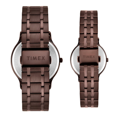 Timex Round 42mm Brown Dial Analog Pair Watch - TW00PR364