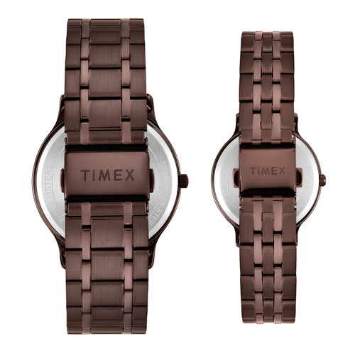 Timex Round 42mm Brown Dial Analog Pair Watch - TW00PR364