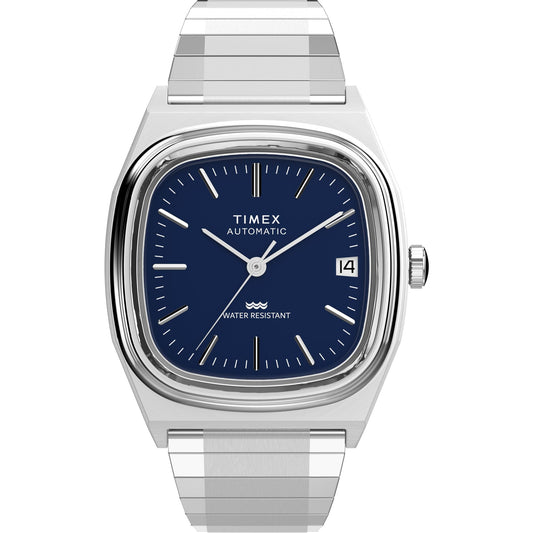 Q Timex Unisex Automatic Blue Dial Analog Stainless Steel Watch TW2Y07400UJ