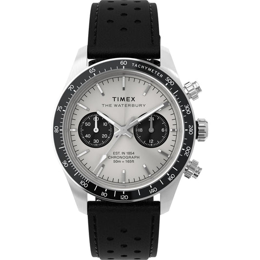 Waterbury Heritage Men Quartz Silver Dial Chronograph Leather Watch TW2Y19300IK