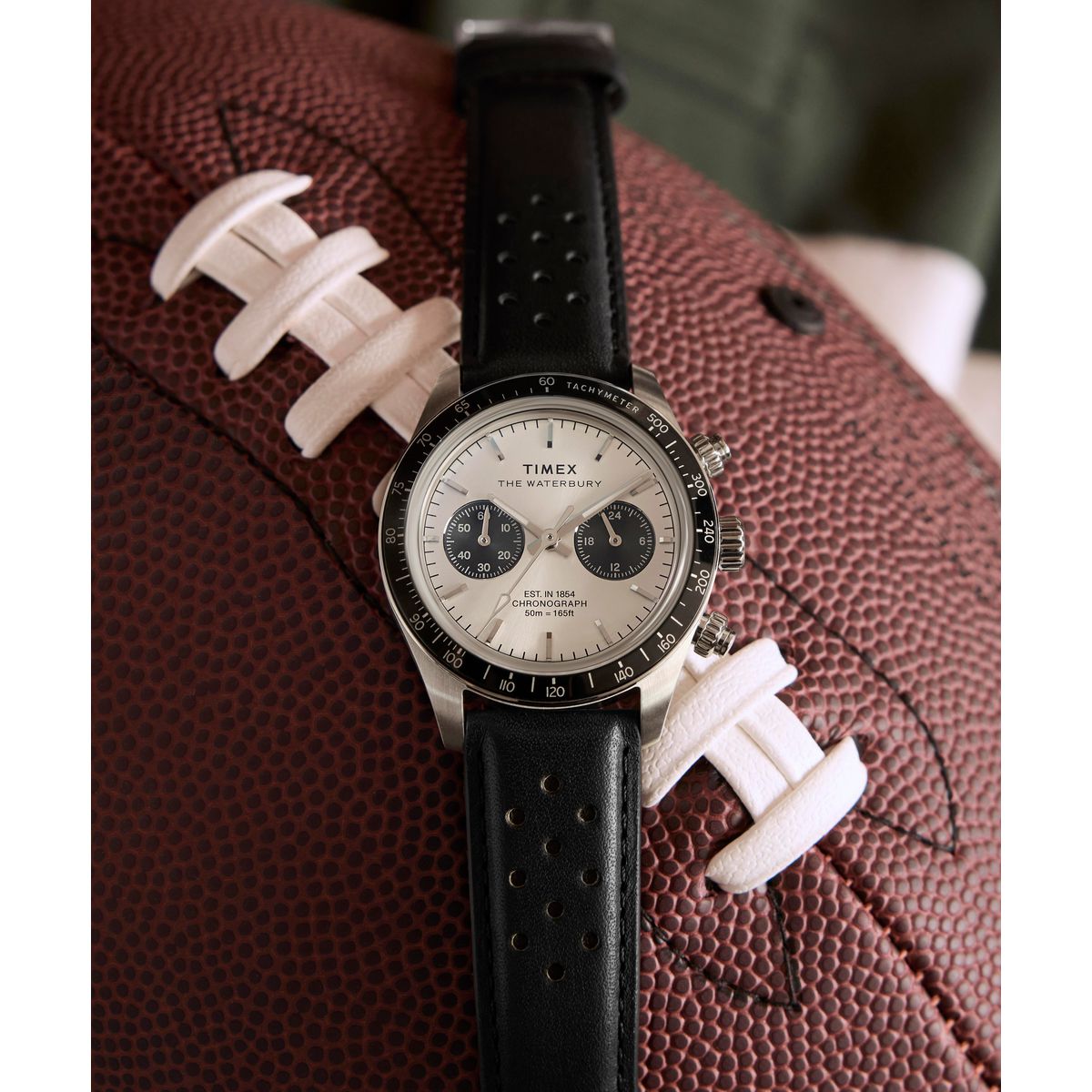 Waterbury Heritage Men Quartz Silver Dial Chronograph Leather Watch TW2Y19300IK
