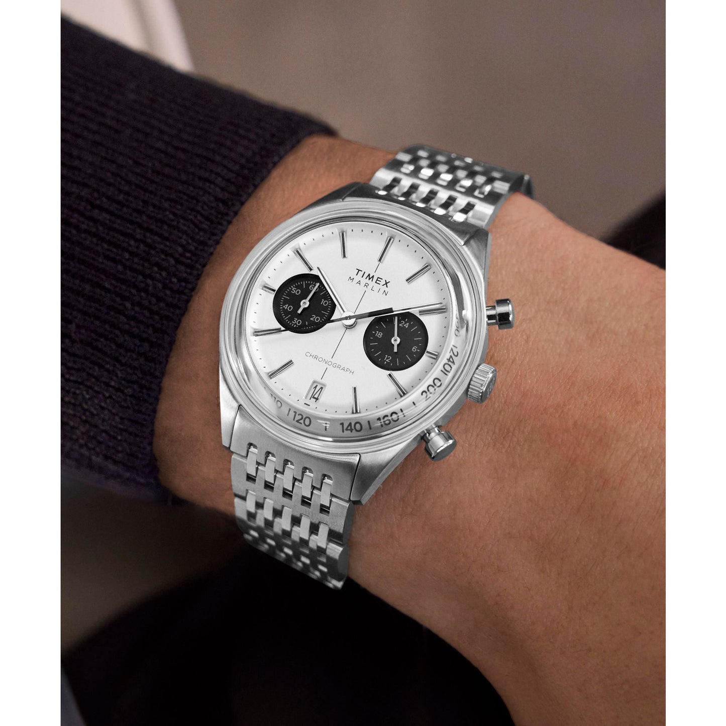 Marlin Men Quartz Silver Dial Chronograph Stainless Steel Watch TW2Y24600UJ