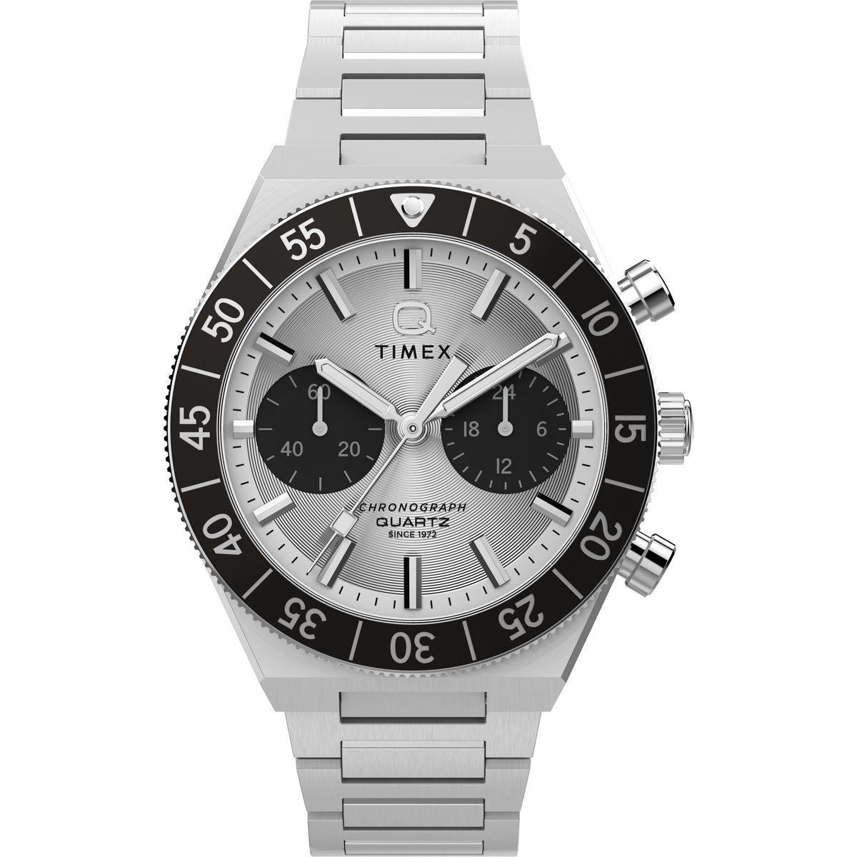 Q Round Men Quartz Silver Dial Analog Stainless Steel Watch TW2Y55800UJ