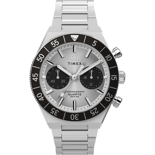 Q Round Men Quartz Silver Dial Analog Stainless Steel Watch TW2Y55800UJ