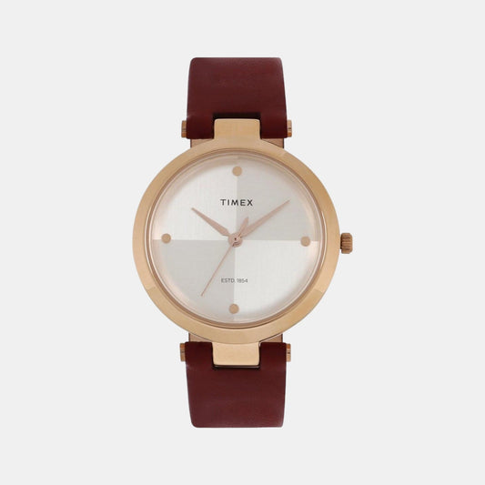 Women Quartz Silver Dial Analog Leather Watch TWEL11818