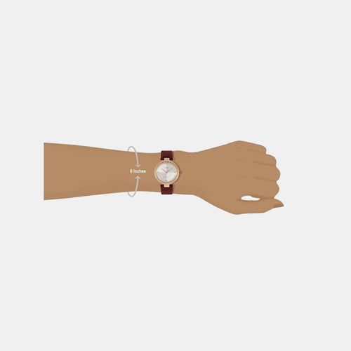 Women Quartz Silver Dial Analog Leather Watch TWEL11818