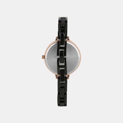 Women Quartz Black Dial Analog Brass Watch TWEL12818