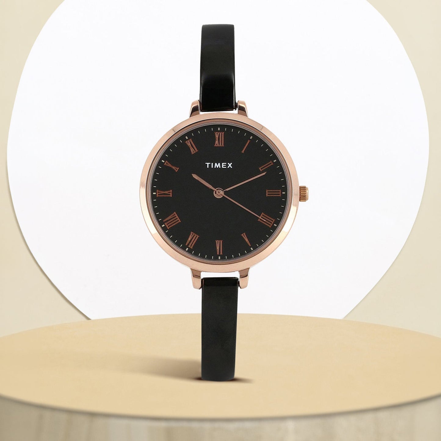 Women Quartz Black Dial Analog Brass Watch TWEL12818